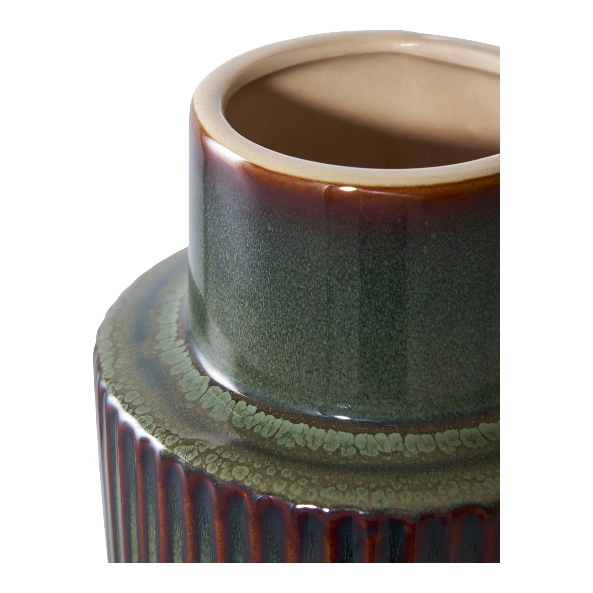 Vase – Keramik, grün/braun, Ø16 × H30 cm